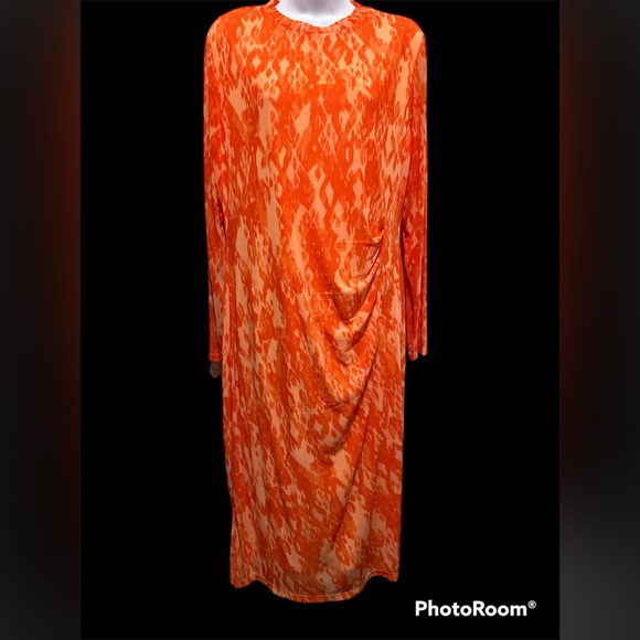 Nine West Dresses & Skirts - Nine West Orange Print Dress size 16 NWT